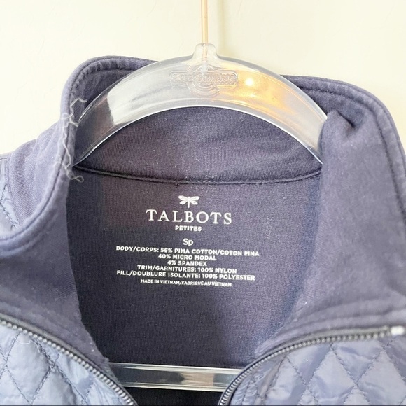 Talbots Women’s Petite Quarter Zip Pullover Sweatshirt Quilted Shoulders SP - Picture 3 of 5